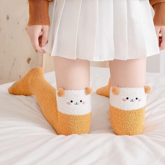 Whimsical Plush Animal Camel Brown Bear Over the Knee Socks - Picture 3 of 14